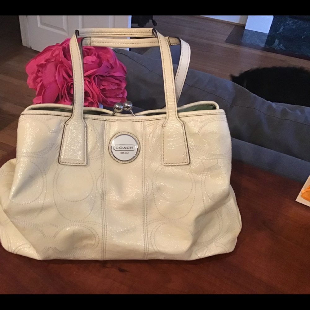 Pale yellow coach bag